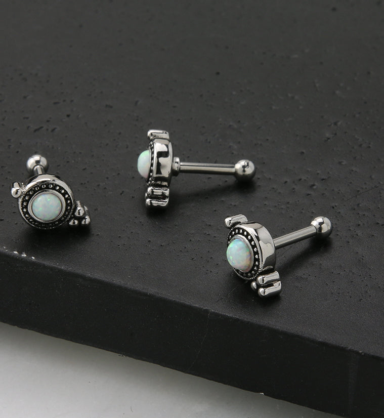 Beaded White Opalite Cartilage Barbell