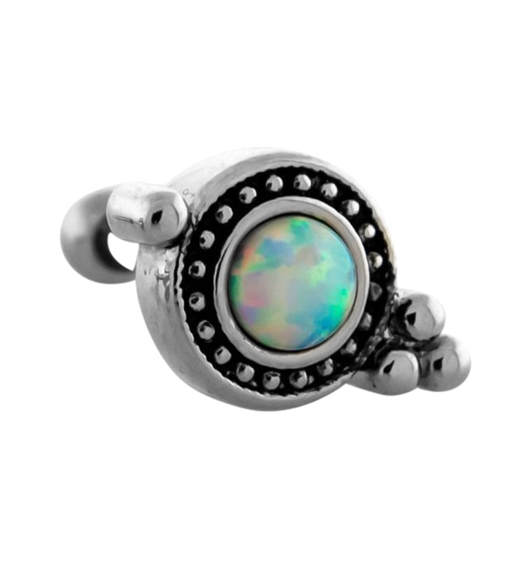 Beaded White Opalite Cartilage Barbell