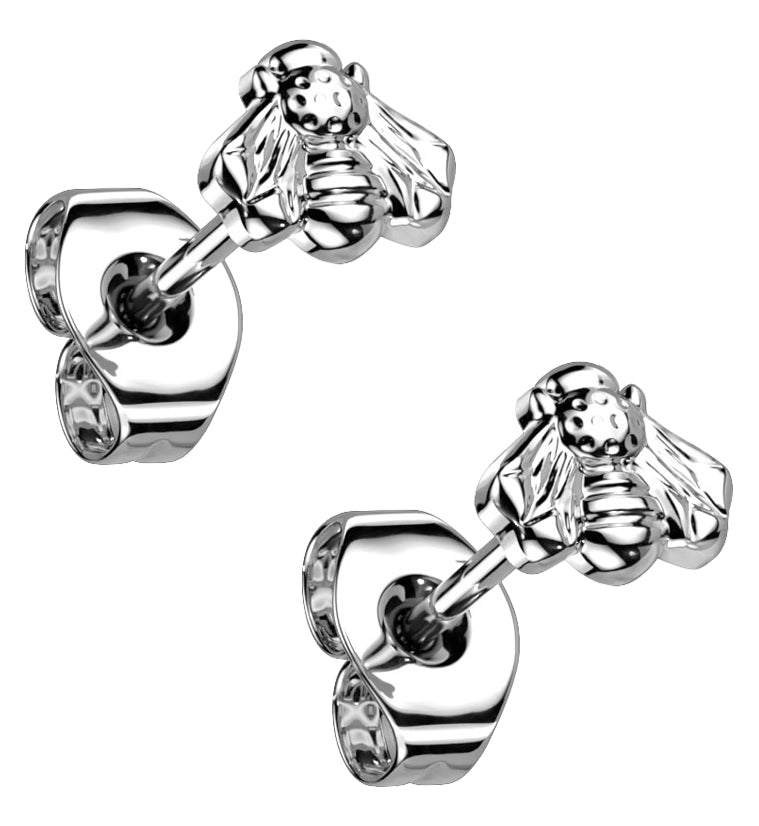 Bee Titanium Threadless Earrings