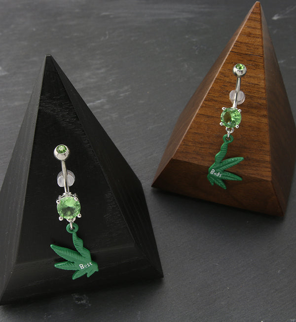 "Best Buds" Cannabis Green CZ Belly Button Rings