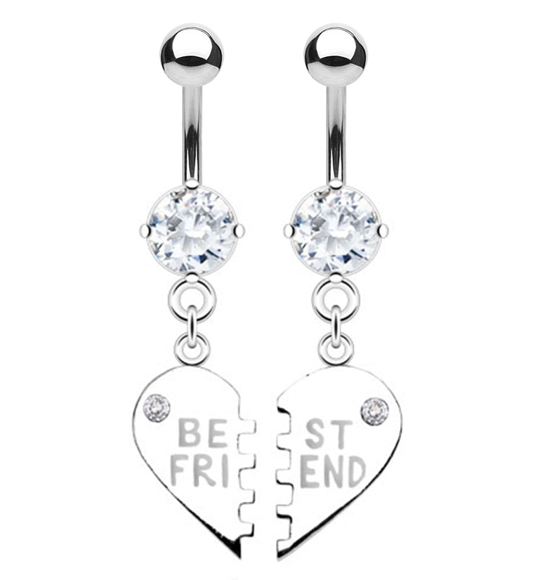 Heart Best Friends CZ Belly Button Rings
