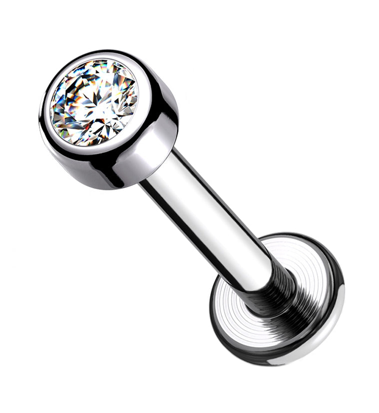 16G Clear CZ Titanium Labret