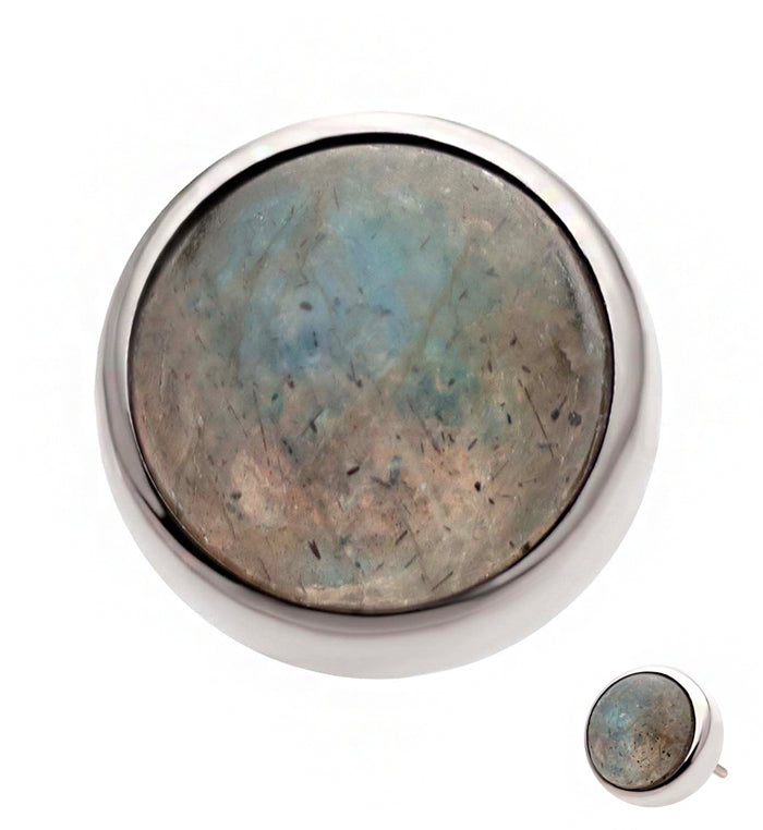 Bezel Less. Top Bezel Labradorite Stone Titanium Threadless Top