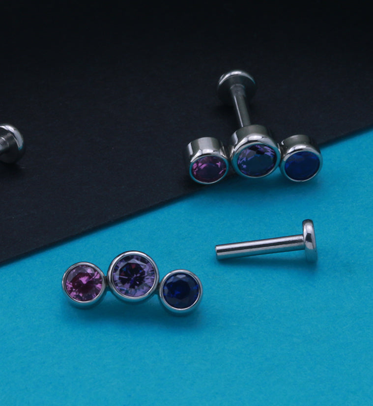 Pride CZ Gem Labret Post Version 1