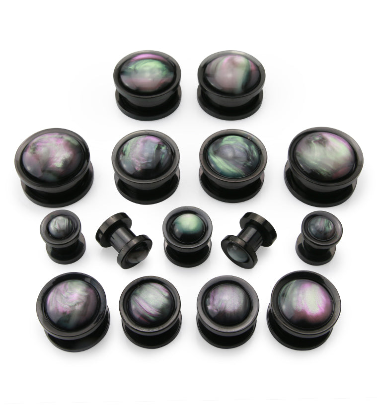 Black Aurora Shell Stainless Steel Plugs