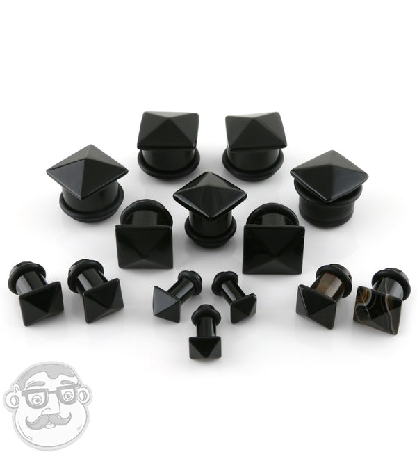 Black Agate Stone Squared Plugs