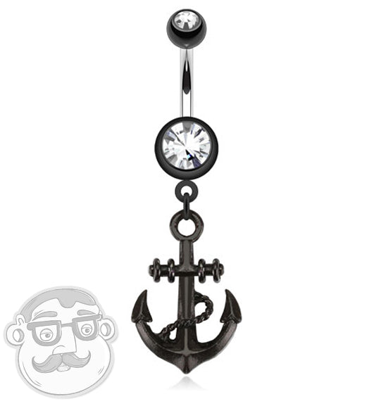 Black Anchor Dangle Belly Button Ring