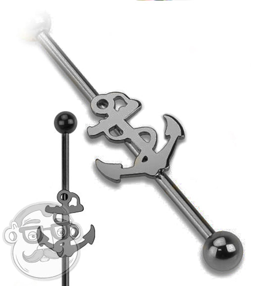 Black Anchor Industrial Stainless Steel Barbell