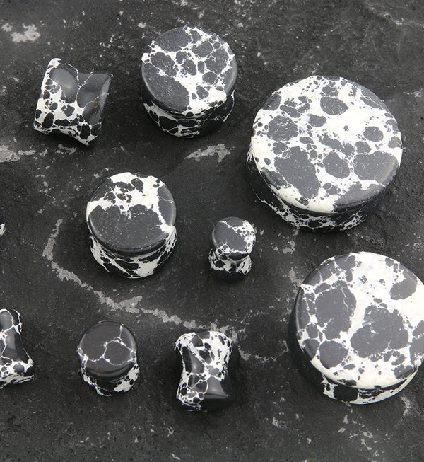 Black And White Howlite Stone Plugs