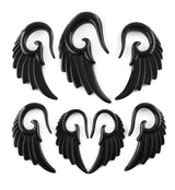 Black Angel Wing Spiral Plugs