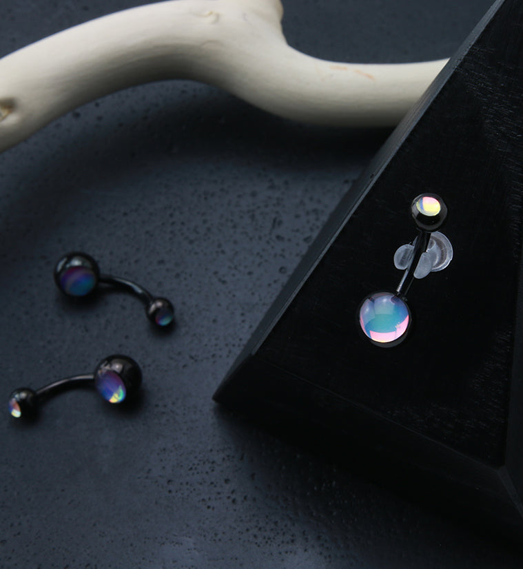 Black PVD Aura Belly Button Ring