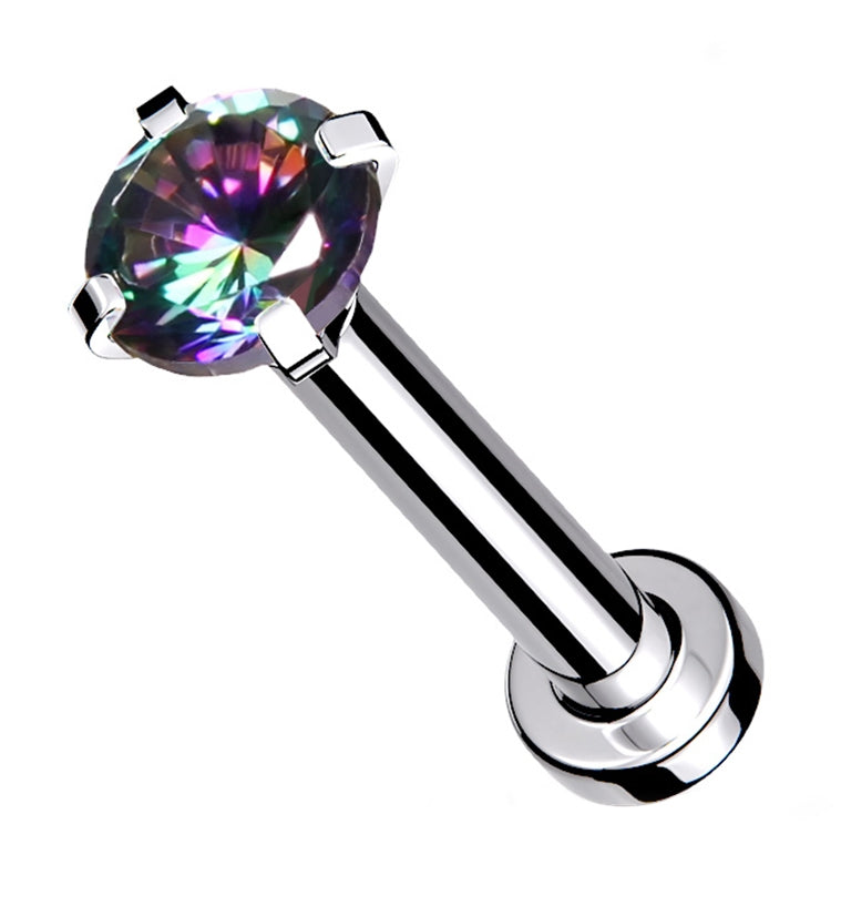 Black Aurora CZ Prong Internally Threaded Mini Disc Labret