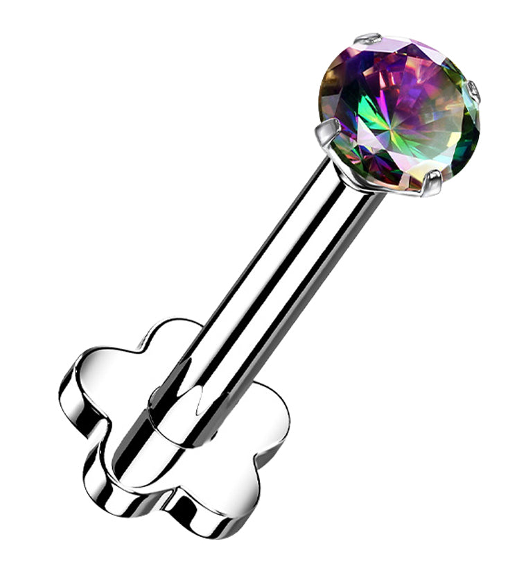 Black Aurora CZ Titanium Threadless Labret