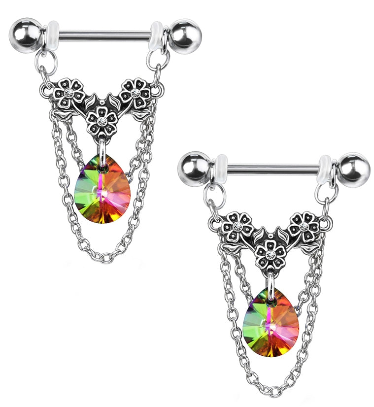 Black Aurora Dangle Nipple Barbells