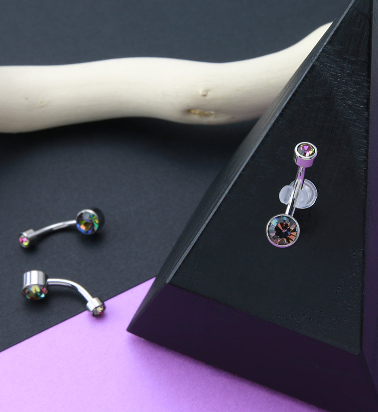 Vitrail Double Swarovski Bezel Titanium Belly Button Ring