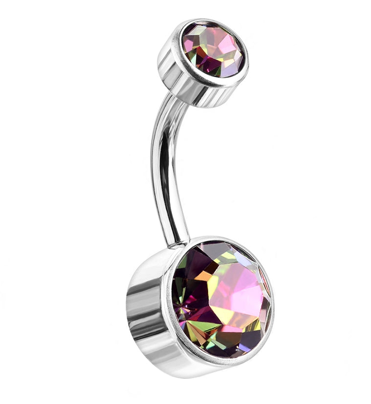 Vitrail Aurora Bezel CZ Titanium Belly Button Ring