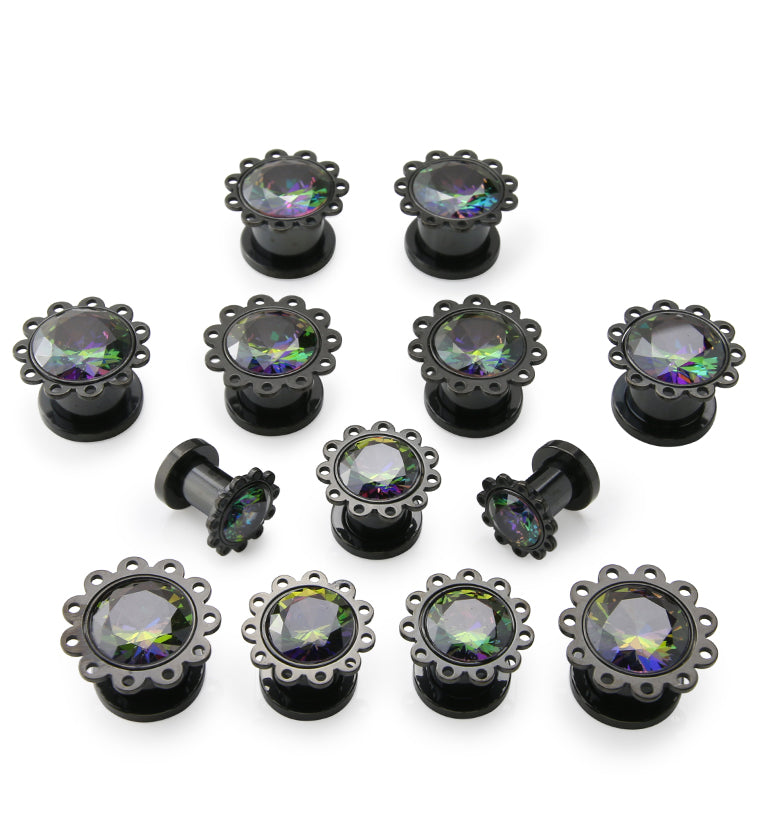 Black PVD Eyelet Black Aurora Stainless Steel Screw Back Tunnels