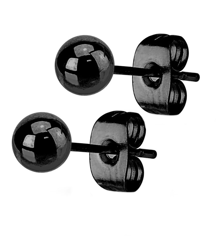 Black PVD Ball Point Earrings