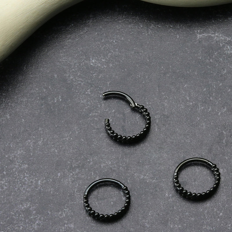Black PVD Double Sided Bead Hinged Segment Ring