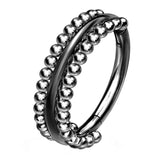 Black PVD Double Sided Bead Hinged Segment Ring