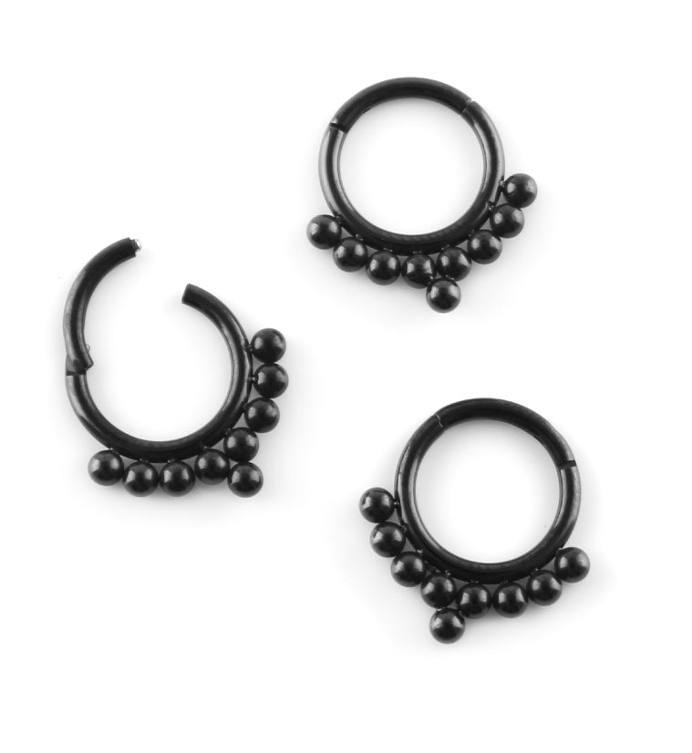 Black PVD Beaded Row Hinged Segment Ring
