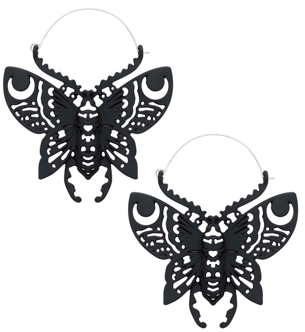 Black PVD Butterfly Stainless Steel Plug Hoops