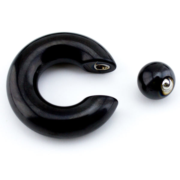 PVD Black Captive Spring Bead Ring