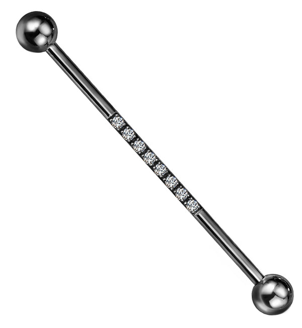 Center Line Black PVD CZ Industrial Barbell