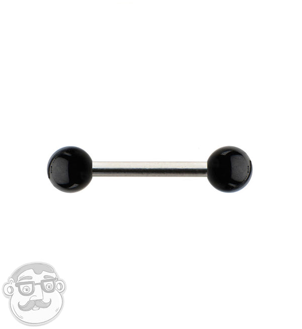 18G Stainless Steel Barbell with Black Ceramic Balls