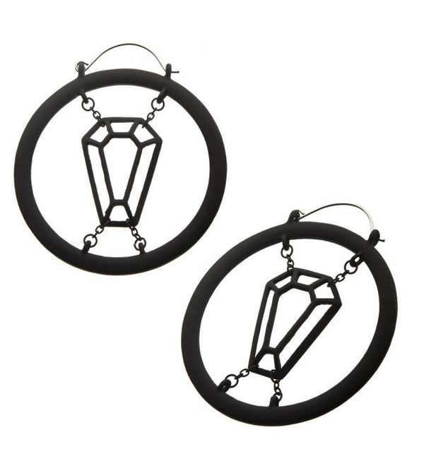 20G Black Chained Coffin Plug Hoops