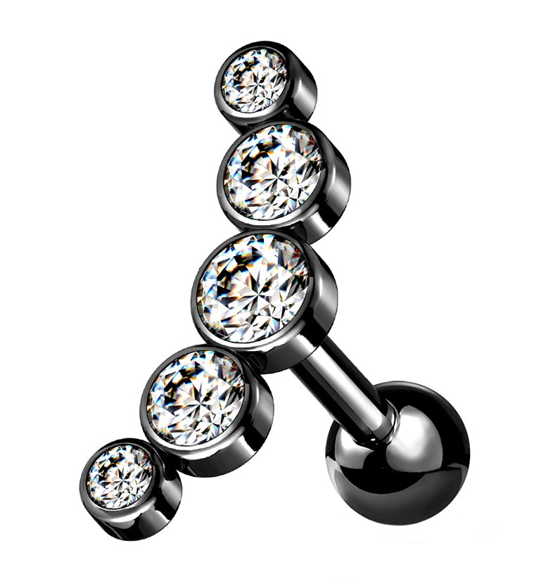 16G Black PVD Arc Gem Cartilage Barbell