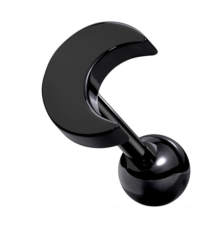 16G Black PVD Crescent Moon Cartilage Barbell