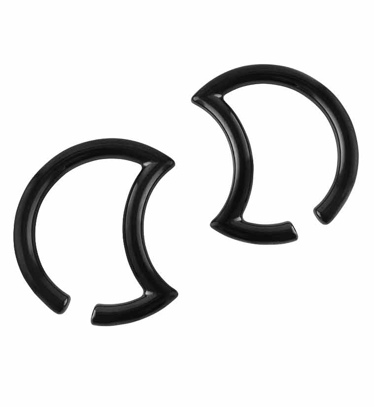 Black crescent moon ear weights