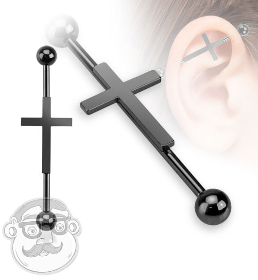 Black Cross Industrial Stainless Steel Barbell