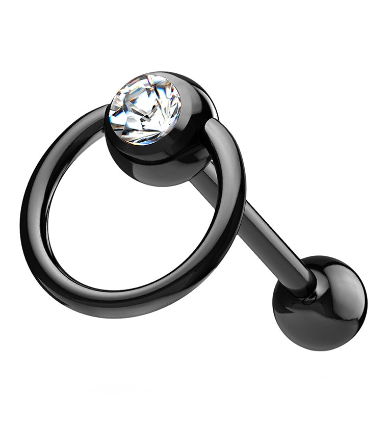 Black Barbell with CZ Ring