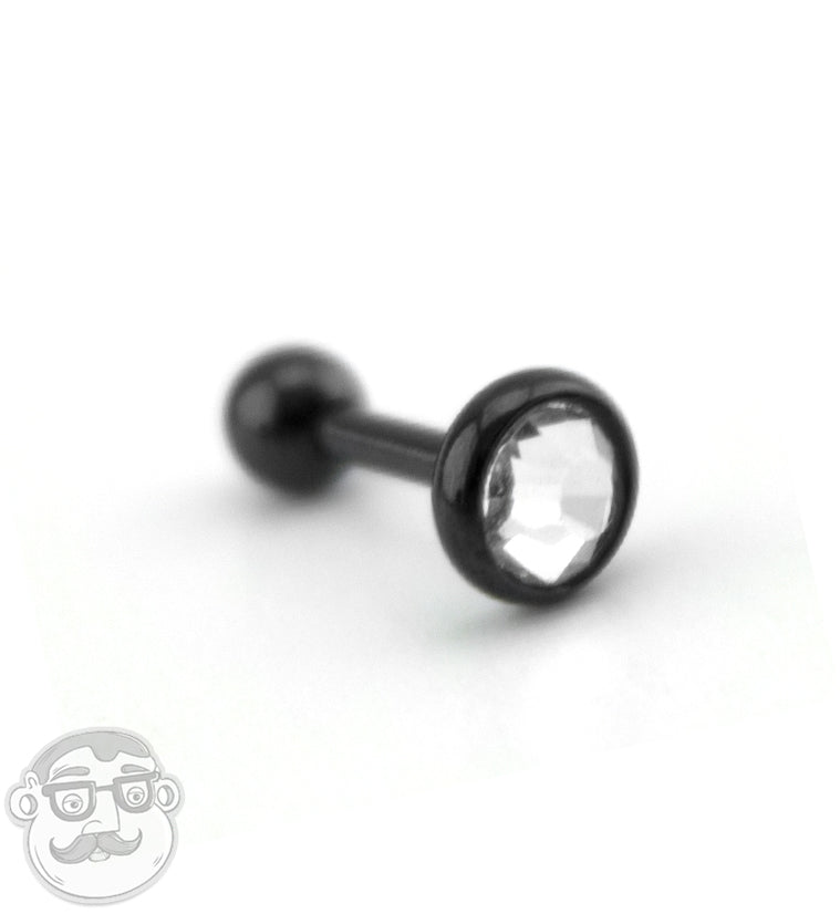 16G Clear on Black PVD Tragus / Cartilage Barbell