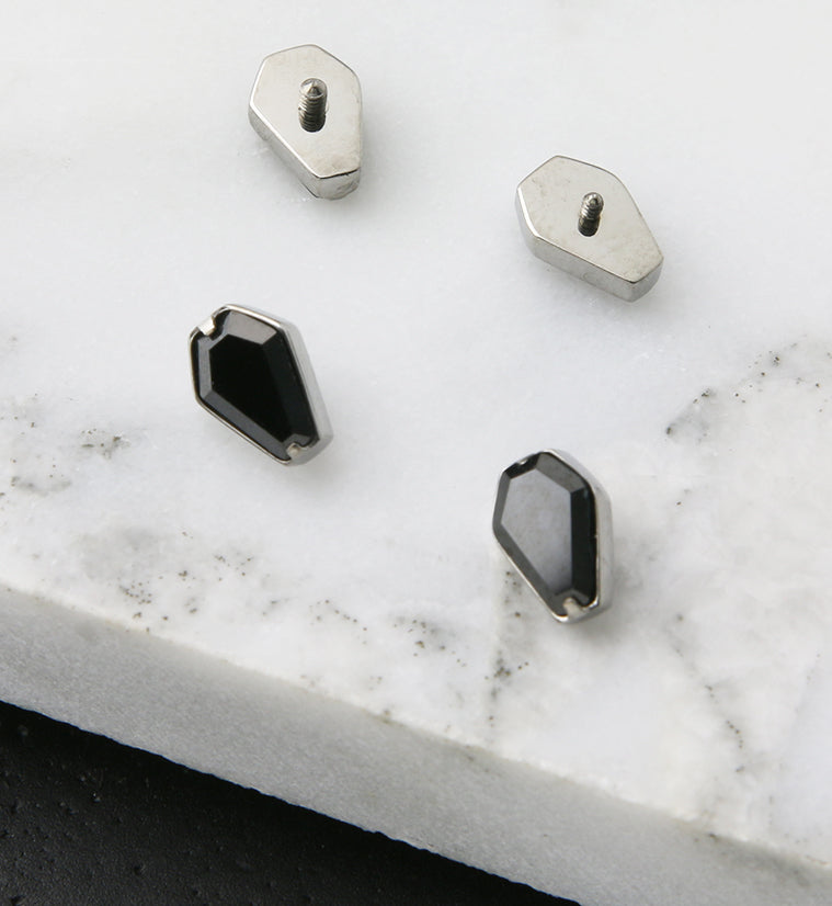 Black CZ Casket Titanium Internally Threaded Top