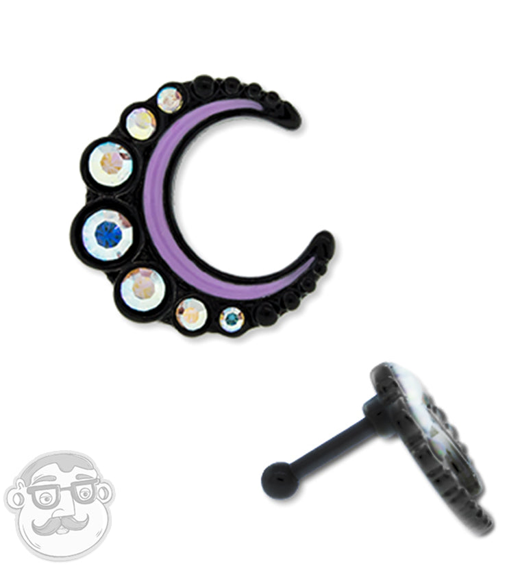 16G Black & Purple Luna Cartilage Barbell