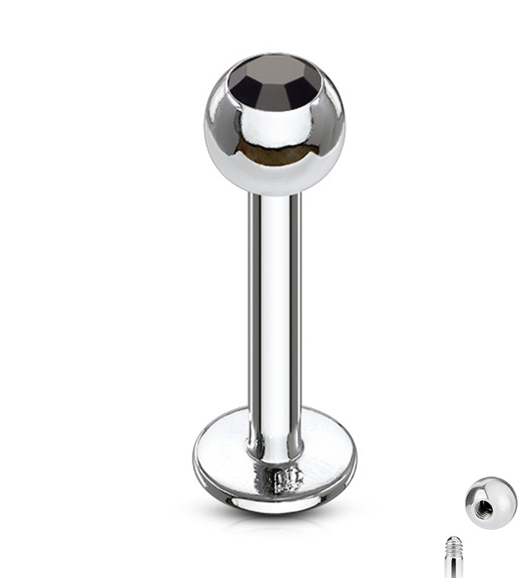 16 Gauge Black CZ Labret Post | UrbanBodyJewelry.com