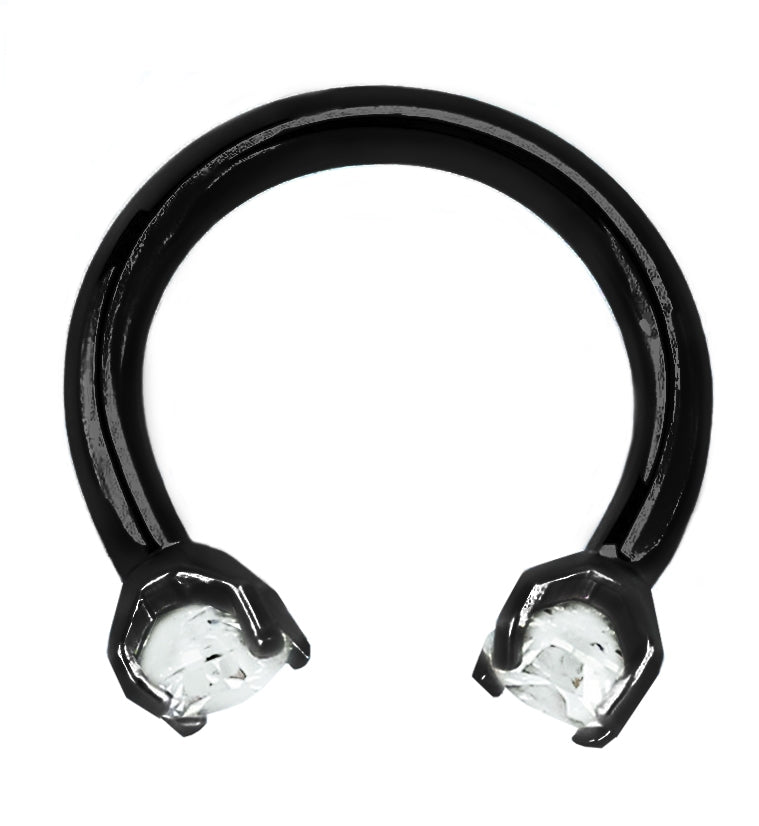 Black PVD Prong Set CZ Circular Barbell