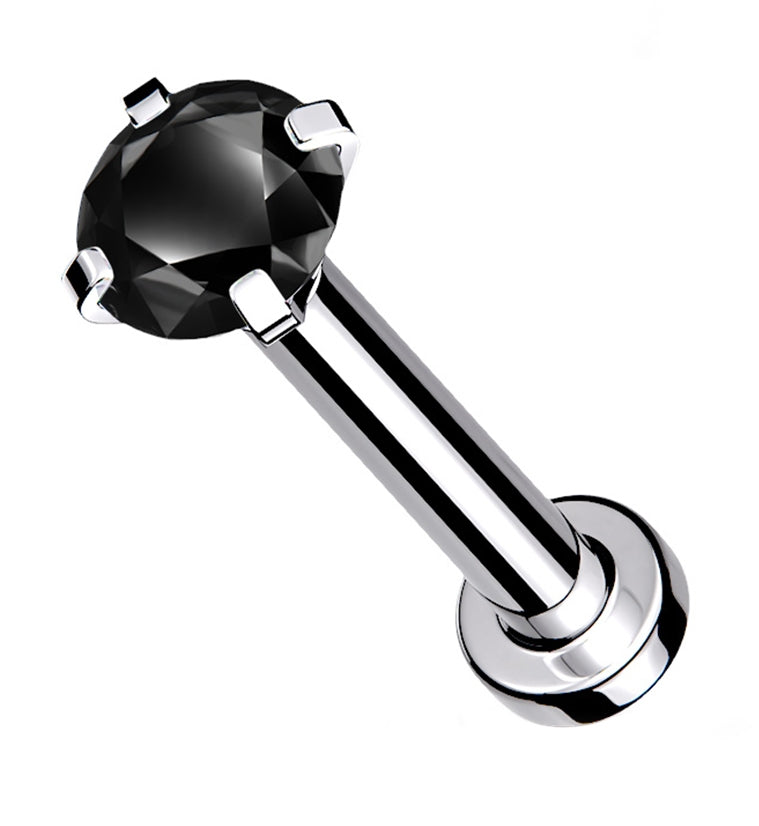 Black CZ Prong Internally Threaded Mini Disc Labret