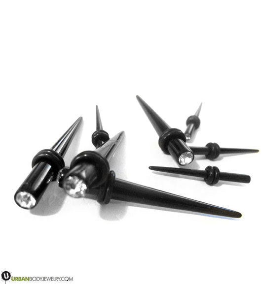 Acrylic Black CZ Stone Taper