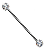 Black PVD Stainless Steel CZ Threadless Industrial Barbell