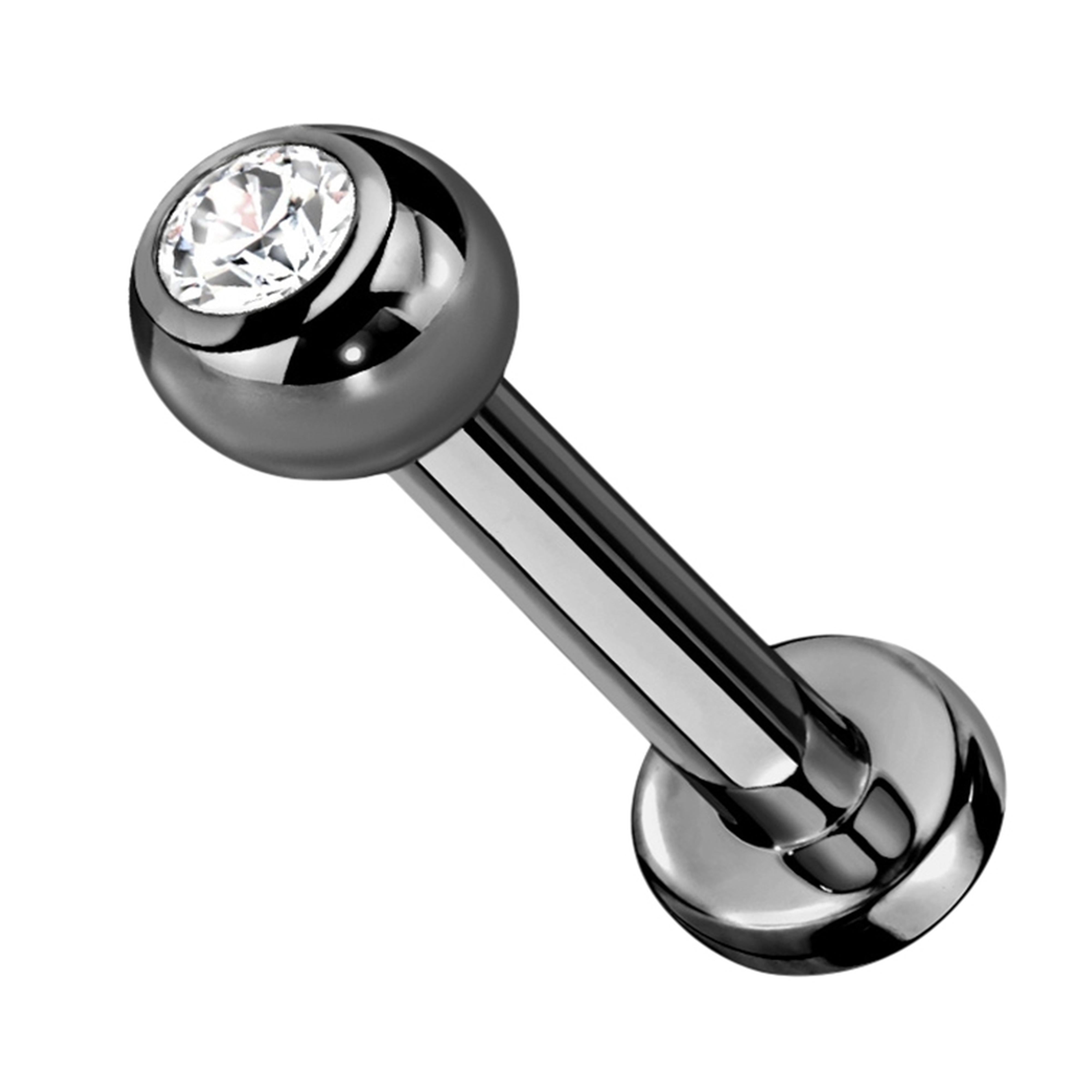 16G Black PVD CZ Top Titanium Labret