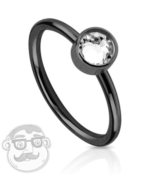20G Black Stainless Steel CZ Diamond Nose Ring
