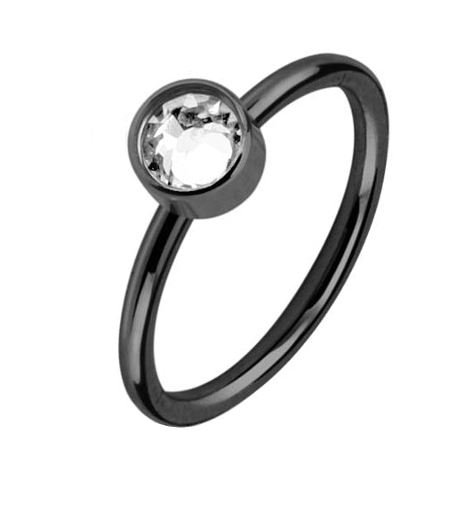 20G Black Stainless Steel CZ Diamond Nose Ring