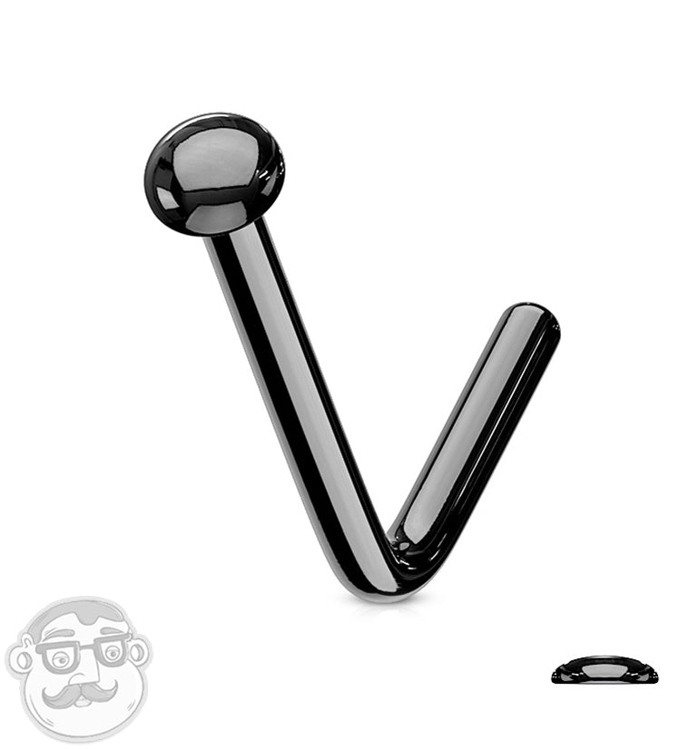 Black PVD Dome Top L Curve Nose Ring
