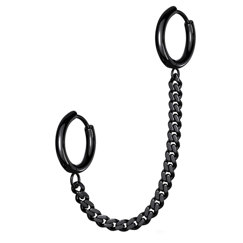 Black PVD Chained Double Hinged Hoop Cartilage Ring