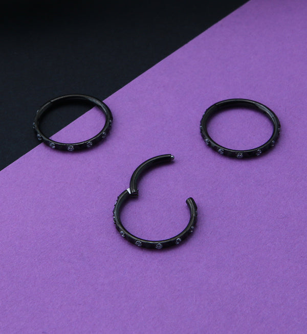 Black PVD Ediface Gem Hinged Segment Ring