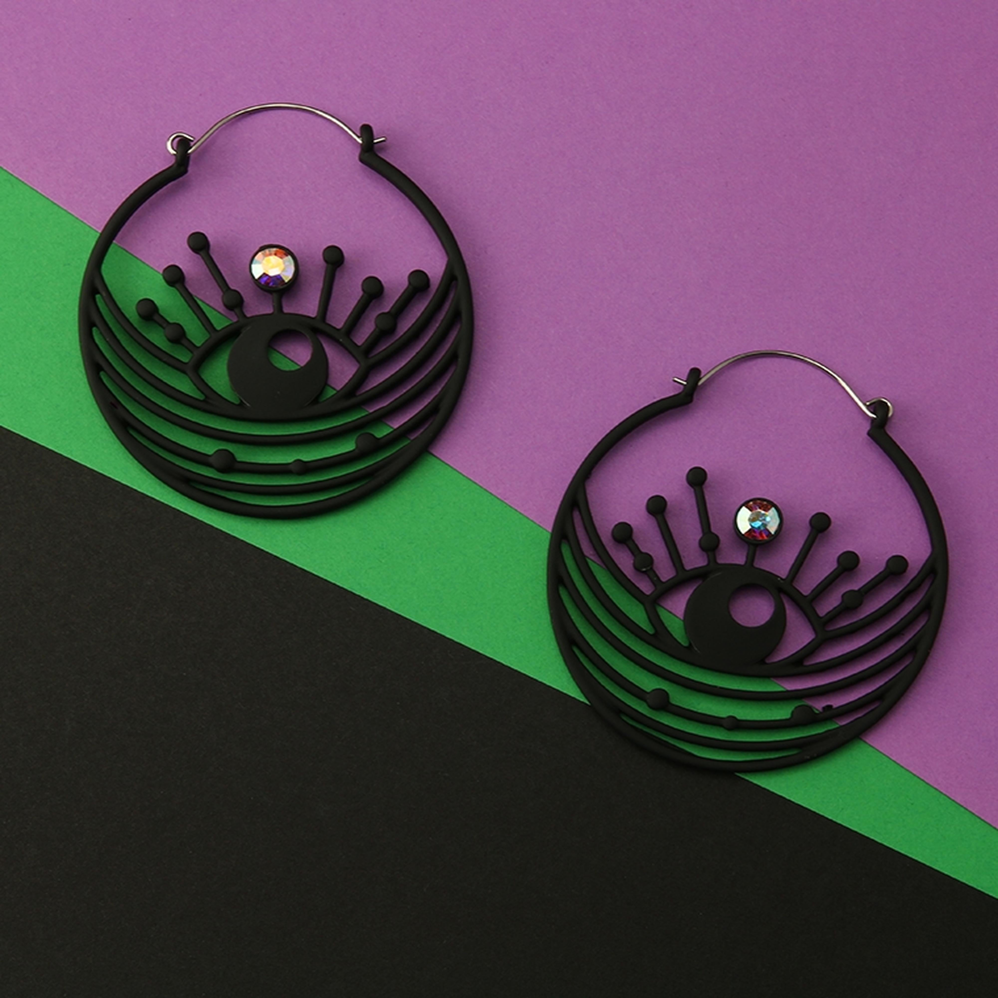 20G Black Eye Gem Plug Hoops